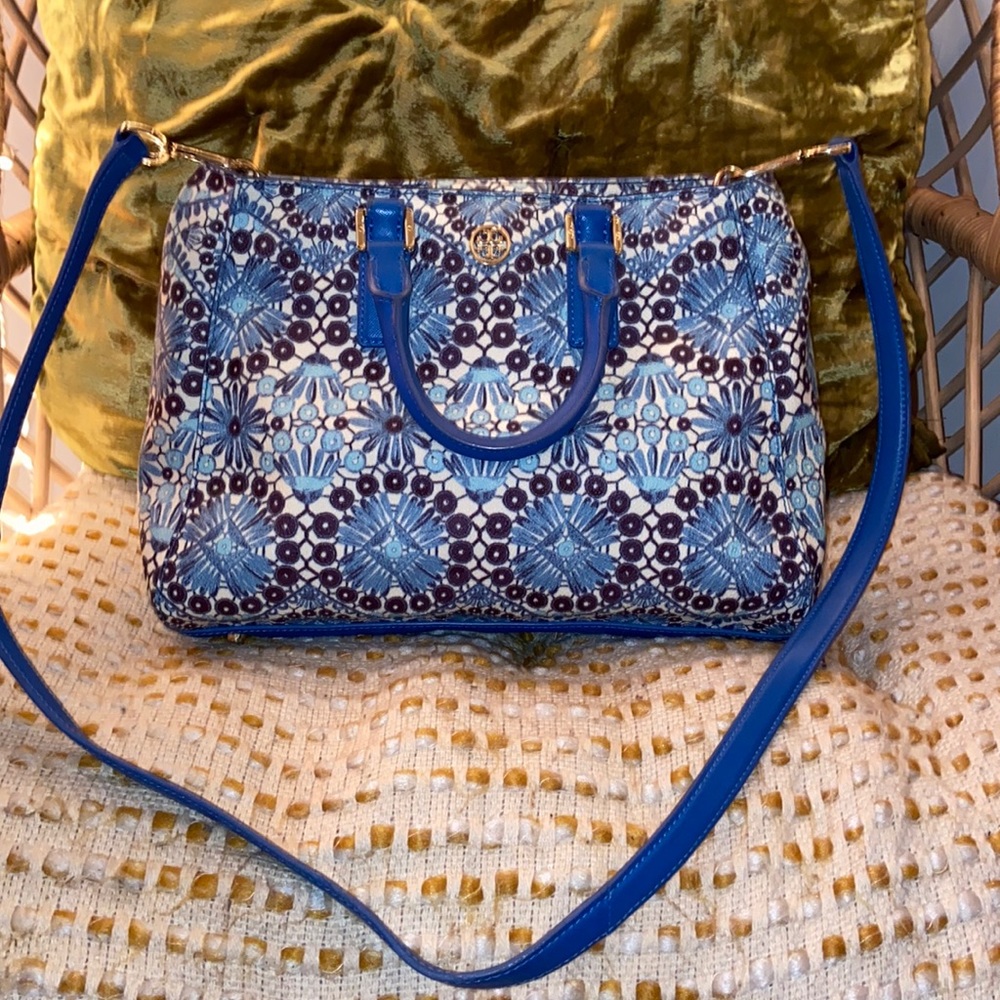 Blue floral Tory Burch Crossbody & Handheld Bag